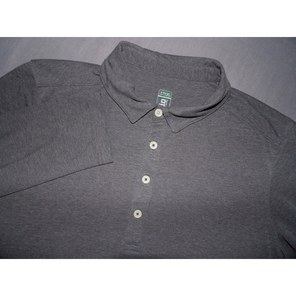 STIO Long Sleeved Gray Stretch Performance Casual Polo Golf Shirt Men's XL